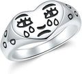 Fashion Crying Heart Ring Silver Sad Face Ring for Women