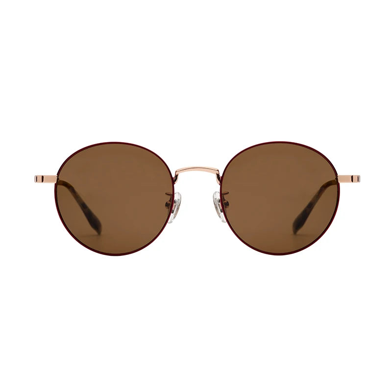 High Quality Vintage Round Meital Titanium Sunglasses with Polarized Lenses Gold and Silver Frame Colors
