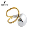 Minimalist Two Tone Irregular Hollow Waterdrop Ring for Women 925 Sterling Silver Adjustable Rings Custom Fine Jewelry Wholesale