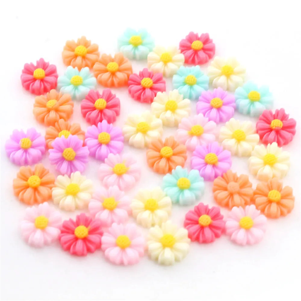 40pcs/Lot 10/12mm Sunflowers Flower Cabochons DIY Jewelry Accessories Pendant Necklace Diy Handmade Findings Components