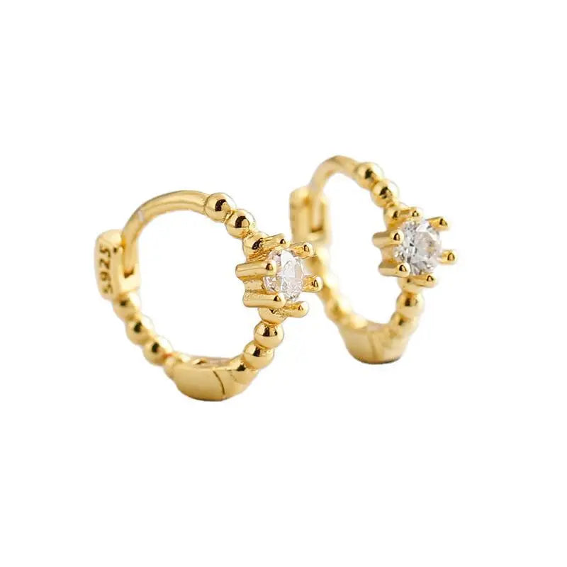 925 Sterling Silver Simple Round White Zircon Hoop Earrings for Women Fashion Party Vintage Ear Buckle Jewelry Gift