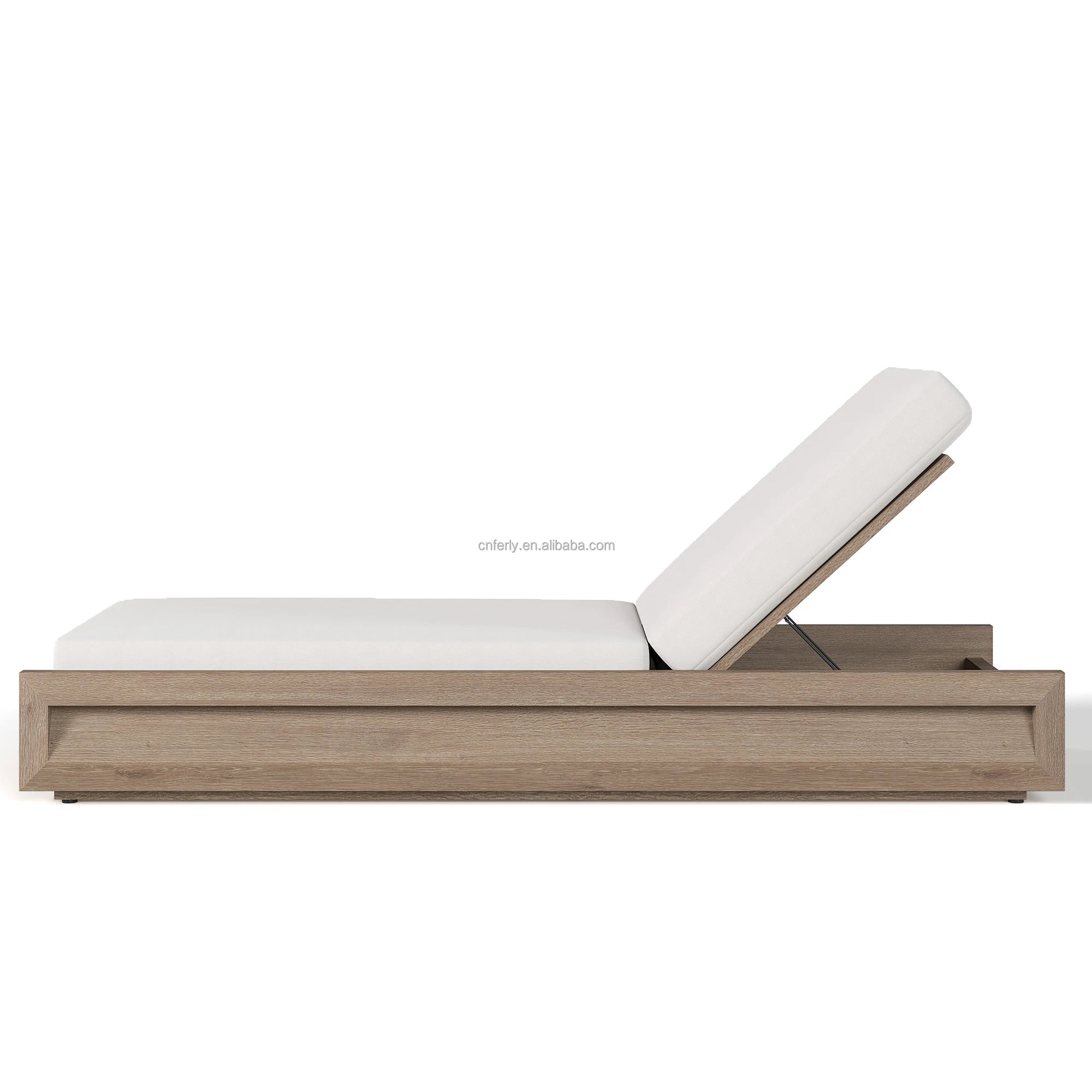 FERLY 2024 Outdoor Hotel Furniture Luxury Contemporary Style Teak Wood Daybed Sun Lounger Chaise Lounge Hot Sale for Pool