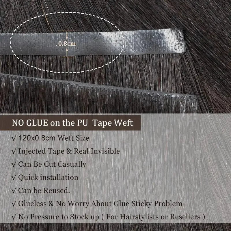 Boymia TWP Invisible Long PU Weft 100% Human Hair Bundles Natural Hair Seamless No-Glue Injected Hair Extensions Thick Ends
