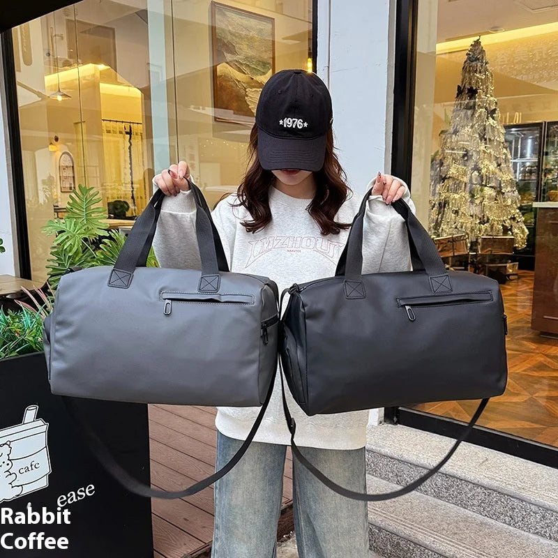 2025 New Large Capacity Oxford Cloth Travel Bag PU Sports Crossbody Fitness Handbag with Zipper Fashionable Business Duffle Bag