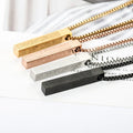 Minimalist 3D Bar Necklace for Women Ramadan Gift Ayatul Kursi Islamic Rectangular Column Stainless Steel Jewelry for Weddings