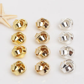 14K Gold-plated Quadrangular Hollow Bead Simple Versatile Decorative Gold Silver Component Copper Bead Bracelet Jewelry Findings
