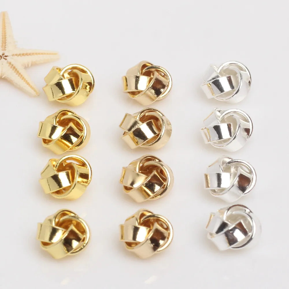 14K Gold-plated Quadrangular Hollow Bead Simple Versatile Decorative Gold Silver Component Copper Bead Bracelet Jewelry Findings