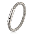 Hot Sale Custom Logo Personalise Stainless Steel Cuff Magnetic Clasp Leather Bracelets for Men