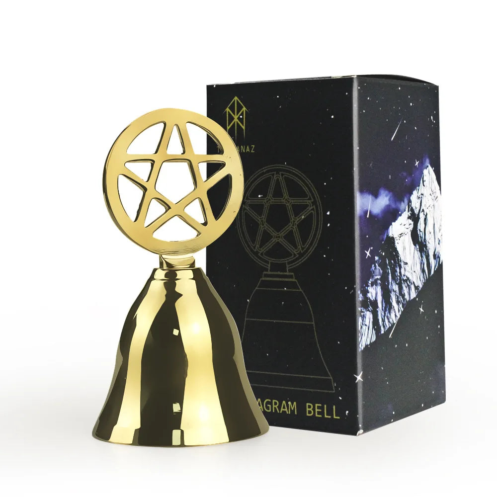 New Pentagram Meditation Brass Bell Dining Table Bell Tarot Ceremony Surrounding Gold Small Bell Divination Prop