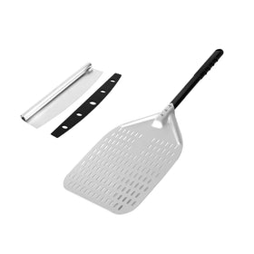 Hot Sale OMAKE Silver Aluminum Alloy Pizza Peel Set 12x14 Inch 35cm Stainless Steel Pizza Shovel & Cutter Stocked Baking Tools
