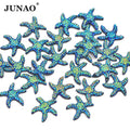 JUNAO Factory Hot Sell 12mm Glitter Resin Starfish Crystal Strass Non Sewing Flatback Rhinestone for Wedding Dress