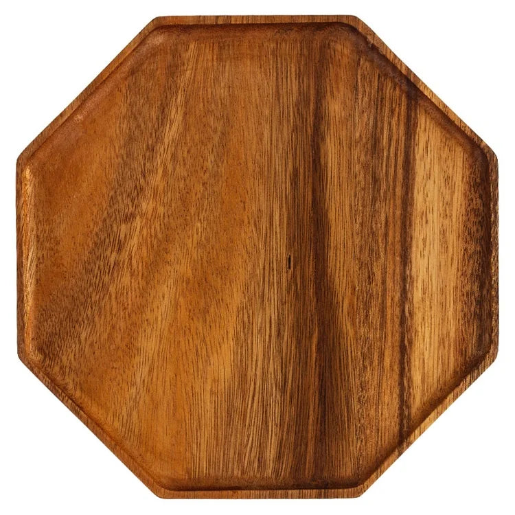 Acacia Wood Serving Platter Food Tray Octagon Trays Set of 3 Serving Bread Plates
