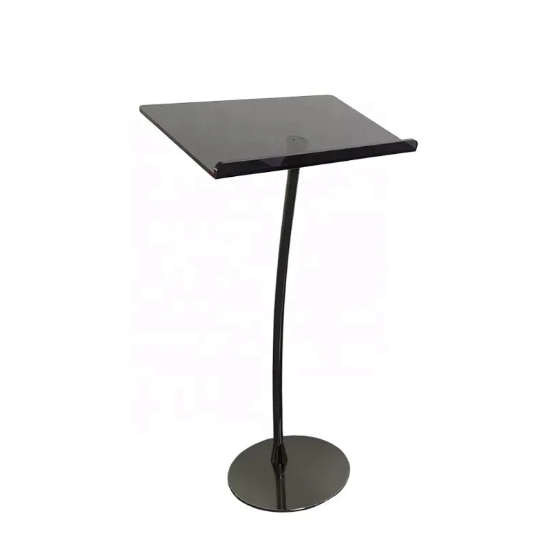 Portable Acrylic Curved Frosted Podium Acrylic Lecture Presentation Lectern Stand Black Acrylic Podium Church Pulpit Podium