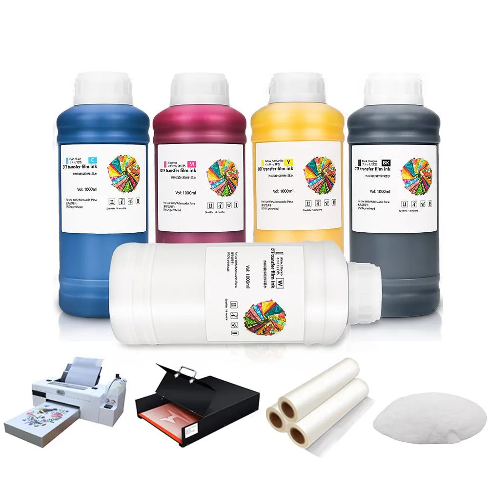 WINNERJET Manufacturer 5 Colors 1000ML Water Based DTF Pigment Ink for Epson XP600 L1800 L1805 P600 P800 DX5 4720 I3200 Printer