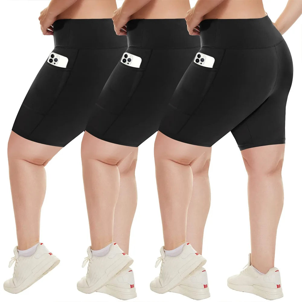 XL-5XLBiker Shorts with Pockets for Women High Waisted Athletic Bike Shorts Yoga Workout Shorts