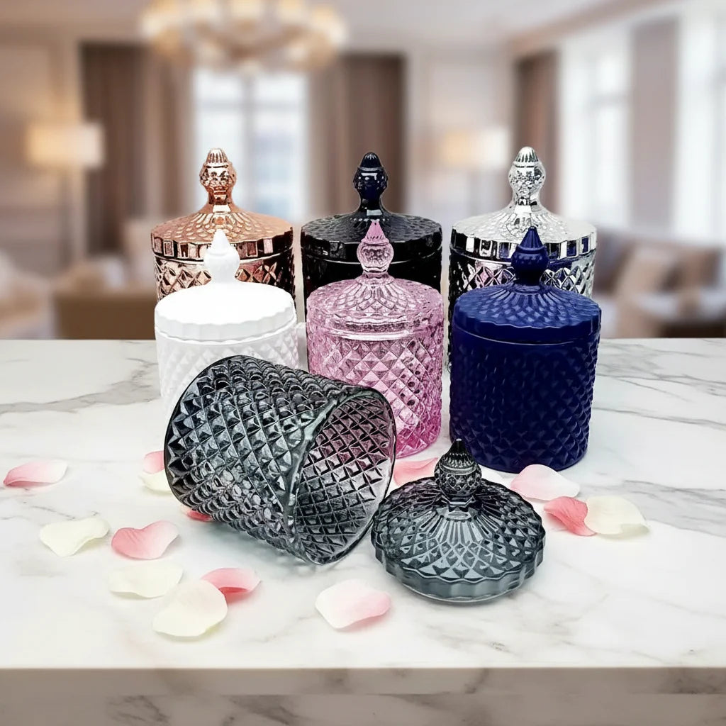 Glass Round Cylinder Candlestick Holder Christmas Home Decor for Making Candles