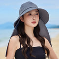 Women's New Style Summer Anti-UV Straw Hat with Neck Cover Fashionable Sun Protective Fisherman Hat for Travel Beach Fishing