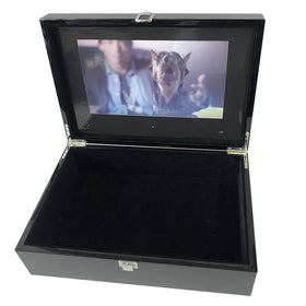 Premium 10 Inch Piano Lacquer Wooden LCD Video Box Glossy Black Digital Display Gift Case Luxury