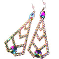 Handmade Trendy Double Sided Sparkling Diamond Rhinestone Hook Design Drop Pendant Earrings for Women's Dance Party Show Jewelry