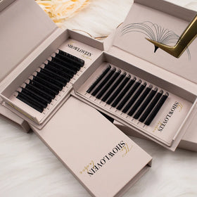 Dark Black Individual Eyelash Extensions 0.03 0.05mm Cashmere Eyelashes Extensions Private Label Cashmere Lash Tray