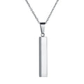 Factory Custom Personalized Stainless Steel square Blank Name Gold Engravable Vertical bar Necklace for Women Men