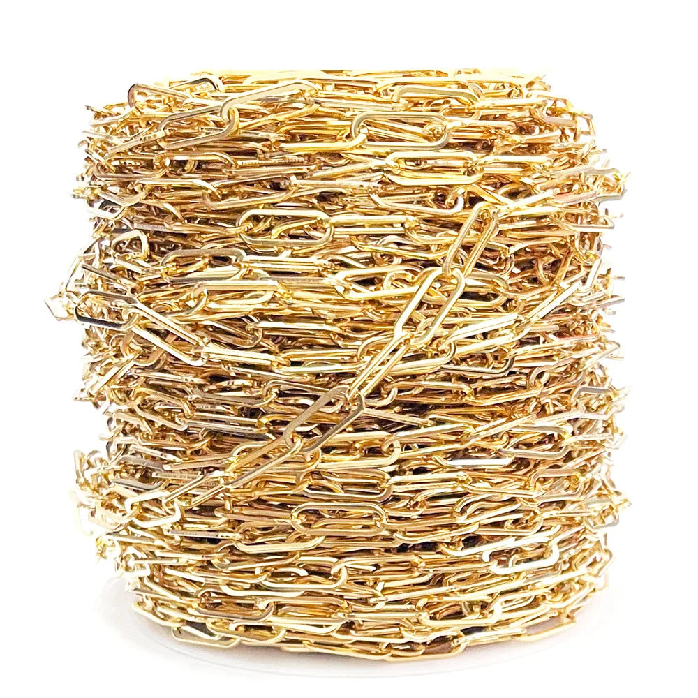 5meters/Roll 6.5mm Wide Solid Silver Gold Paper Clip Link Chain Necklace Paper Clip Chain Necklace Jewelry