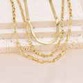 Multilayered 18k Gold Plated Stainless Steel Link Chain Necklaces Sets Rectangle Paper Clip Figaro Chains Choker Necklace YF3294