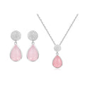 Abiding Shield New Plating Tech Tarnish Free Gemstone Rhodium Plated 925 Silver Earrings Necklace Jewelry Set Wholesale