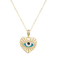 Dainty Enamel Evileyes Necklace Copper 18k Gold Plated Personalized Heart Evil Eyes Charm Necklace for Gifts