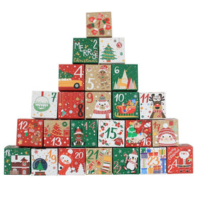 24pcs Xmas Days Paper Advent Countdown Candy Boxes for Kids and Family Christmas Advent Calendar Boxes Christmas Gift Boxes