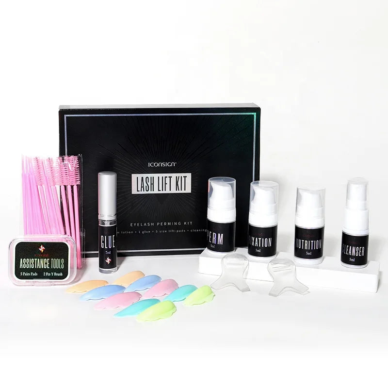 Iconsign Pump Bottle Rainbow Shield 2in1 Wave Eyelash Perm Eyebrow Lift Brow Lamination Kit Professional Lash Lift Private Label