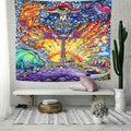 Trippy Art Tapestry Tree of Life Bohemia Flower Art Wall Hanging Tapestries for Living Room