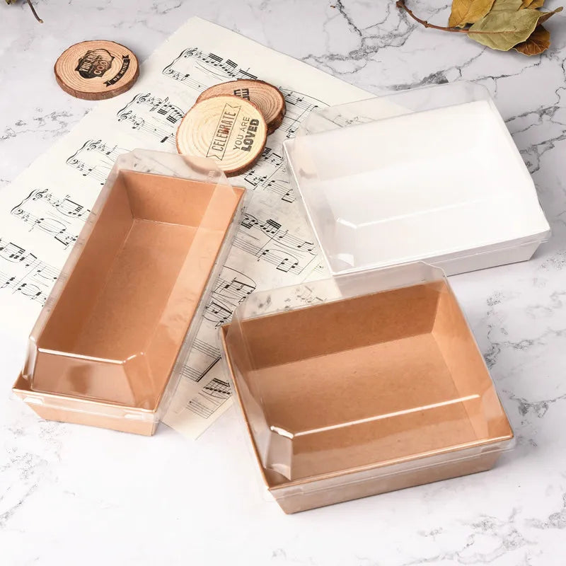 Disposable Kraft Transparent Plastic Packaging Cake Dessert Sandwich Boxes for Food Packing