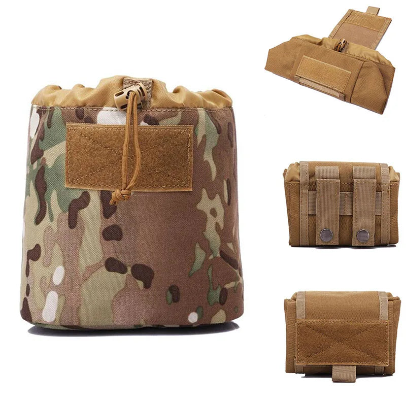 Tactical Molle Dump Pouch National Style Polyester Drawstring Folding Magazine Utility Waist Bag