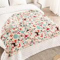 In Stock Christmas Printed Blankets Deer Snowman Double-sided Printing Flannel Throw Gift Blanket With Pompom