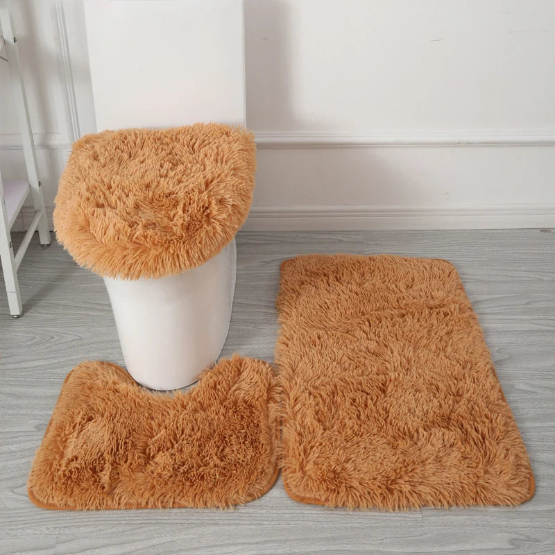 Wholesale 3 PCS Set PV Velvet Anti-Slip High Absorption Bathroom Mats