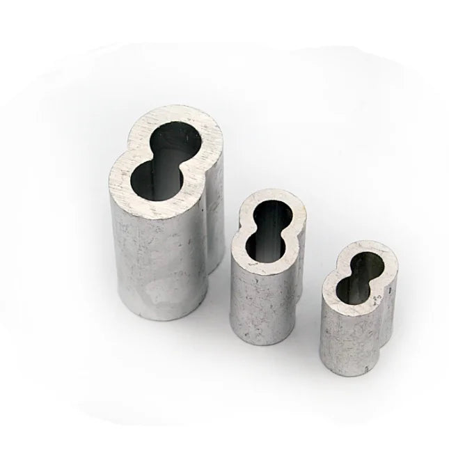 8 Shaped Aluminum Cable Clips Wire Rope Ferrule Barrel Cable Crimping Loop Sleeves Ferrules
