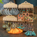 Bohemian Baroque Water Drop Tassel Pendant Women Large Statement Vintage Boho Earring Set Jewelry for Women