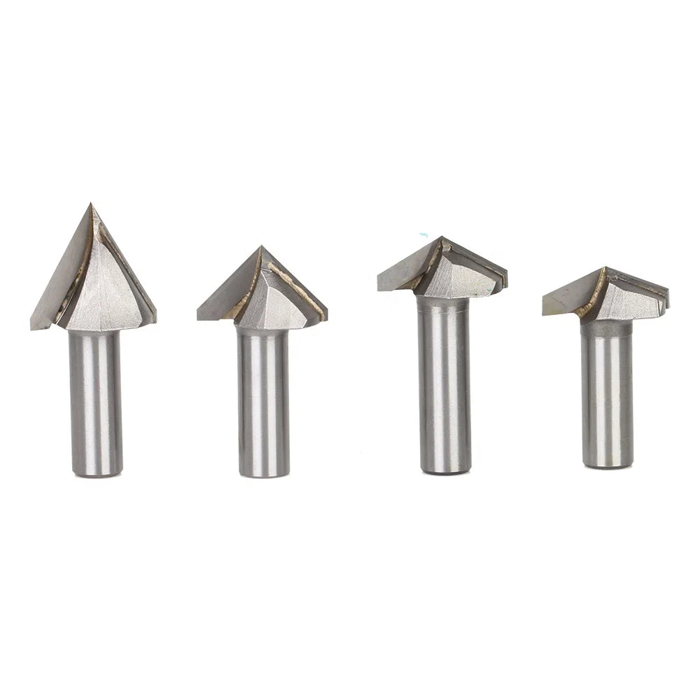 Weix 3D Engraving V Groove Router Bits CNC Engraving Tools 2 Flutes Milling Cutter V Type Router Bits for Wood