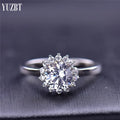 Silver 925 Original Brilliant Cut 1 Carat Diamond Test Past D Color Moissanite Sunflower Ring for Women Wedding Fine Jewelry