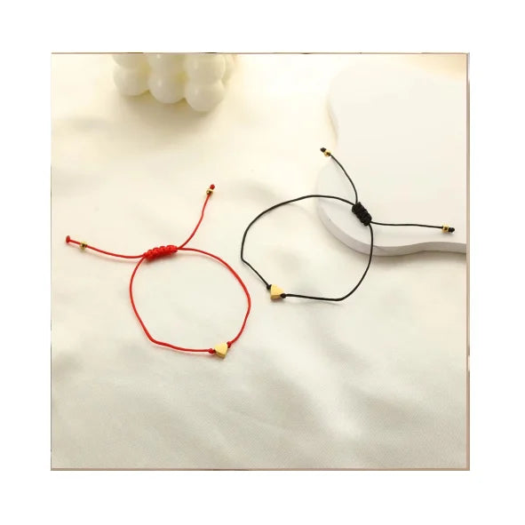 Friendship Jewelry Handmade Woven Bracelet Black Red Blue Thread Bracelet With Best Friend Card Gold Heart Charm String Bracelet