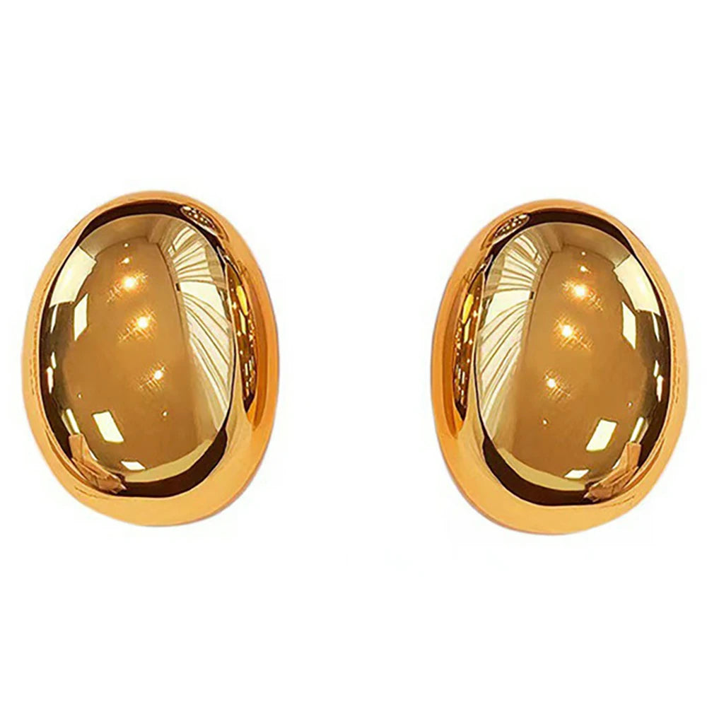Trendy Gold Plated Link Chain Exaggerated Chubby Peas Oval Glossy Thick Pendant Necklace for Women Exquisite Jewelry Gift