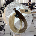 New Arrival 22 Inches 55cm Double Drawn Human Hair Balayage Blonde Color Invisible Genius Weft Clip-in Seamless Extensions