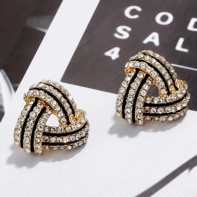 LYB5042 Wholesale Fashion Gold Stud Earrings Triangle Black Earrings for Women