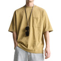 100% Cotton Men's Regular Fit Solid Short Sleeve Eco-Friendly Breathable 300g Luxury Quality Blank Drop Shoulder O-neck Pocket