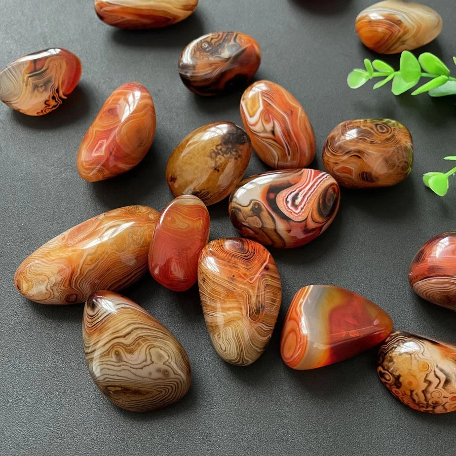 Polished Banded Lace Agate Crystal Sardonyx Palm Stone for Healing
