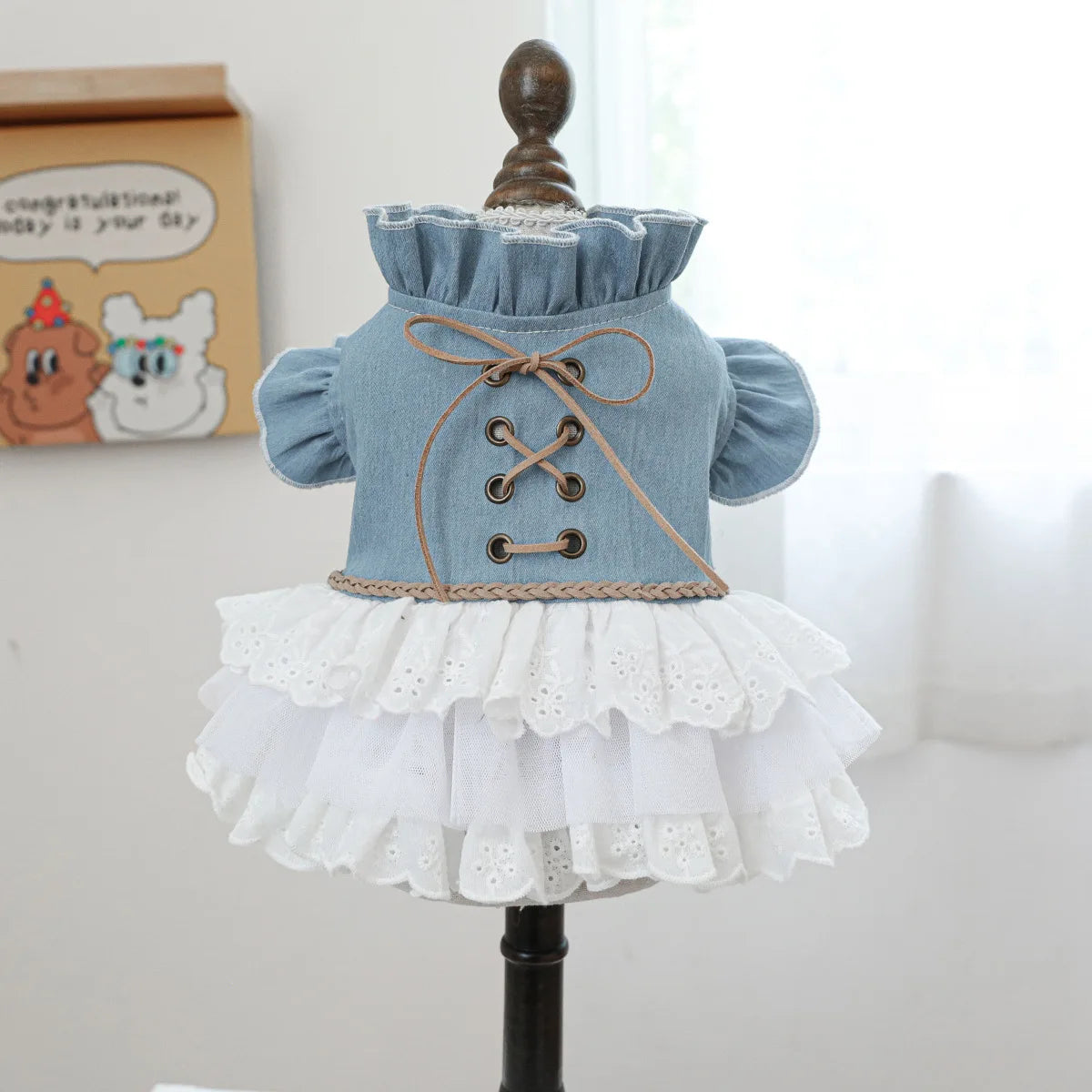 OEM ODM Summer Puppy Clothes Cute Retro Heartbeat Denim Skirt for Dogs and Cats Sustainable Pet Wedding Dresses Dog Skirts