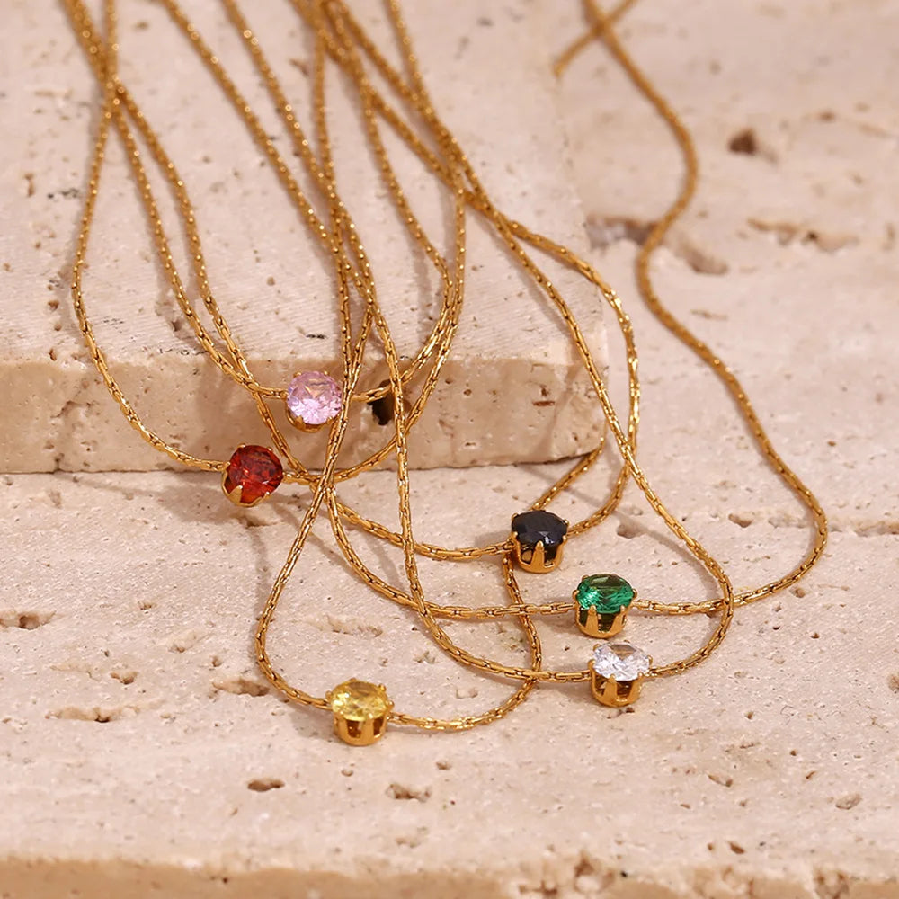 European American Fashion Niche Simple Personality 18K Gold Stainless Steel Plated Ultra-Fine Braided Necklace Zircon Trendy