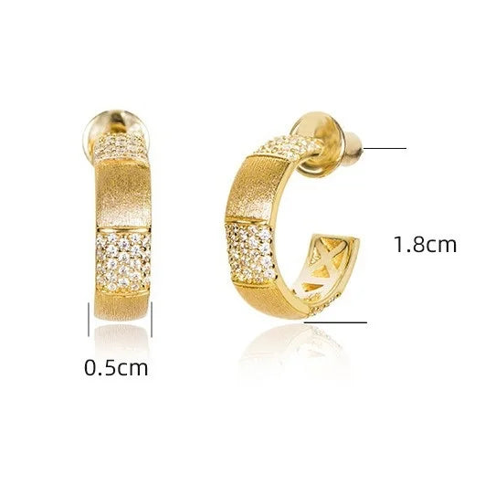 Aimgal Geometric Hoop Earrings: 5A Zircon Brushed on 18K Gold-Plated 925 Silver Fine Jewelry Gift