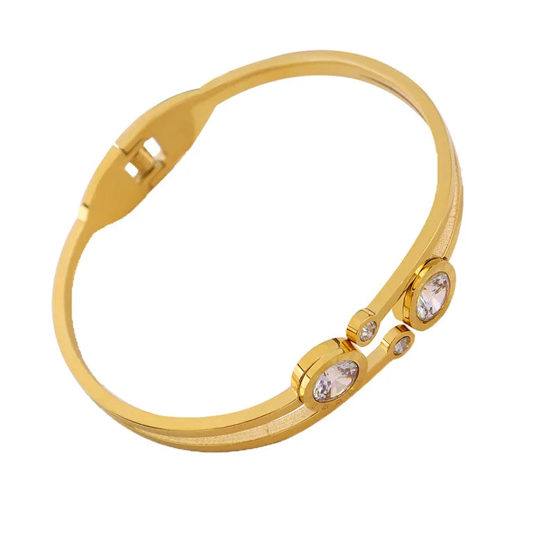Ins Style Charm Bangle Silver Gold Rose Women Fashion Zircon Bracelet Ladies Elegant Exquisite Bangle Double Layer Bangle